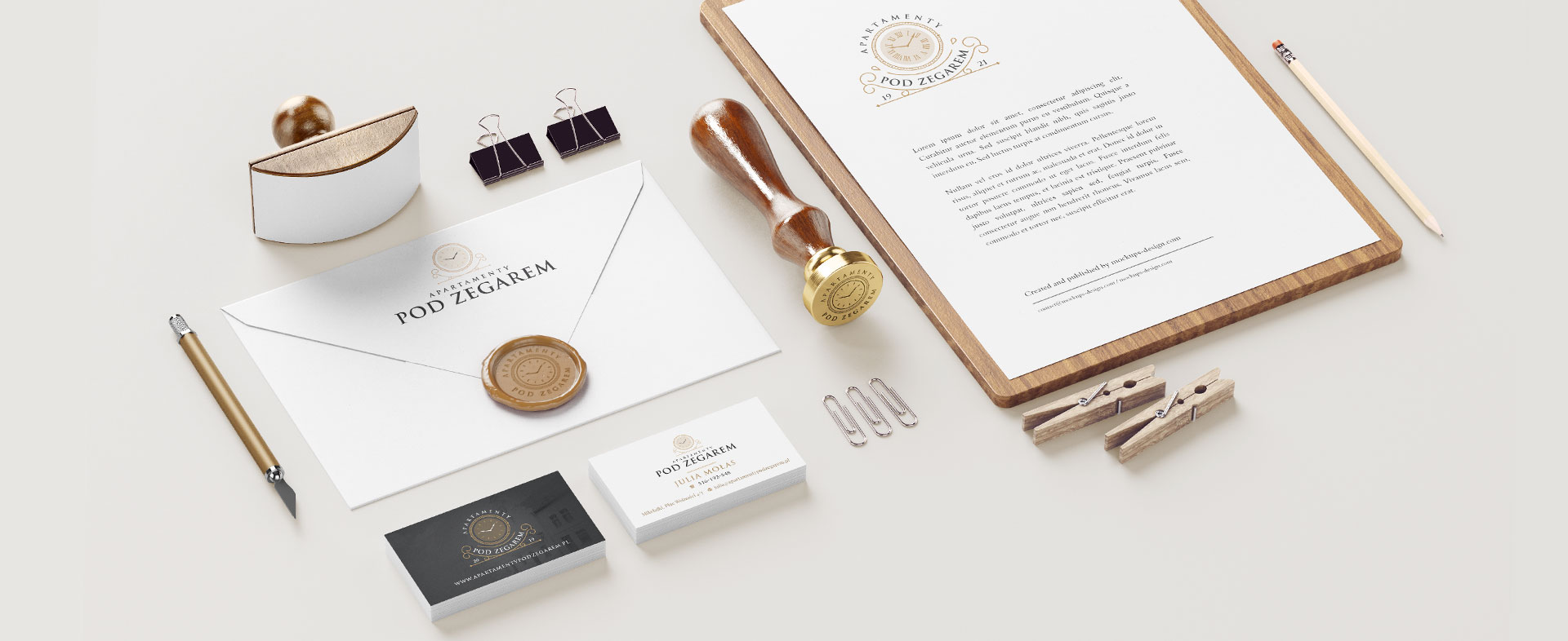 logo Retro logo dla marki Apartamenty Pod Zegarem tło