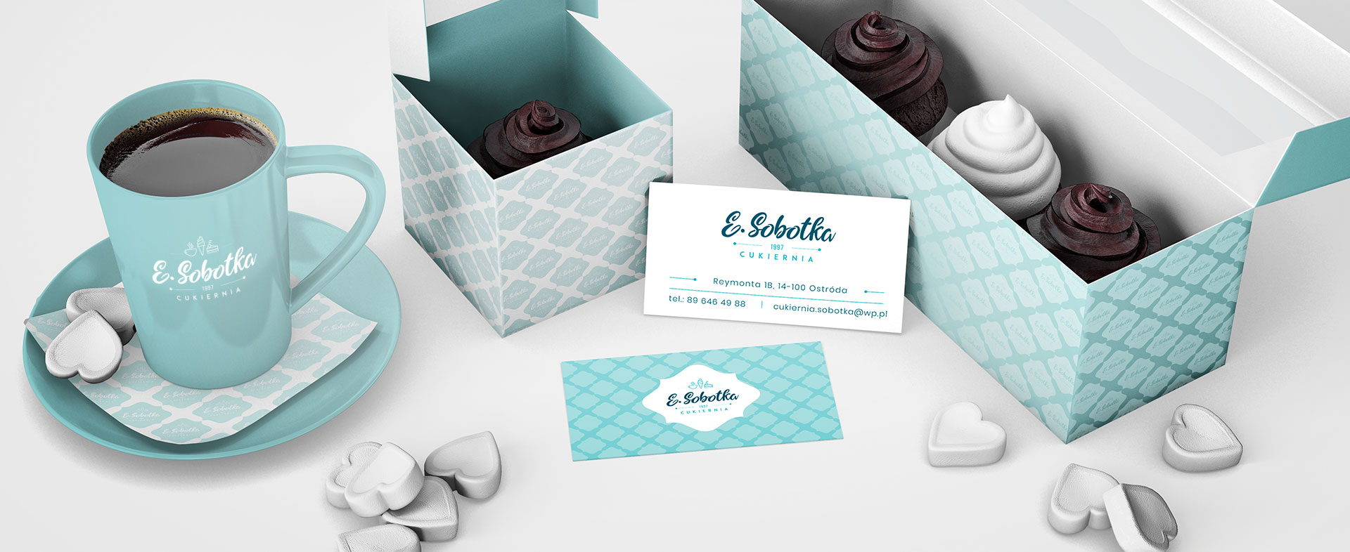 system identyfikacji wizualnej Logo design for E. Sobotka brand tło