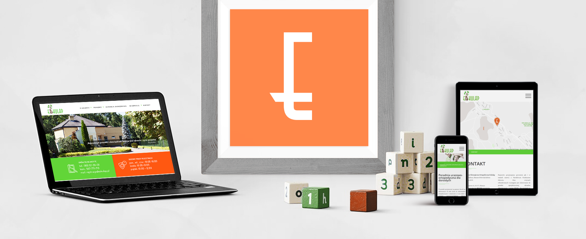 strona internetowa Eskulap – strona dla lecznicy ortopedycznej tło
