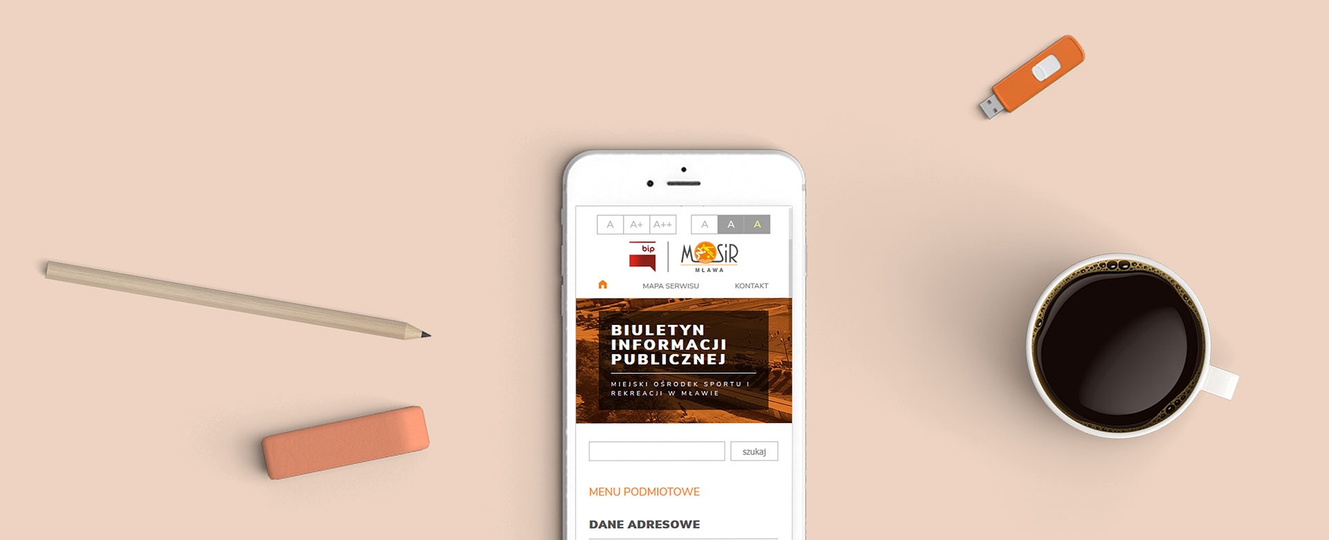 strona internetowa Bip MOSiR Mława tło