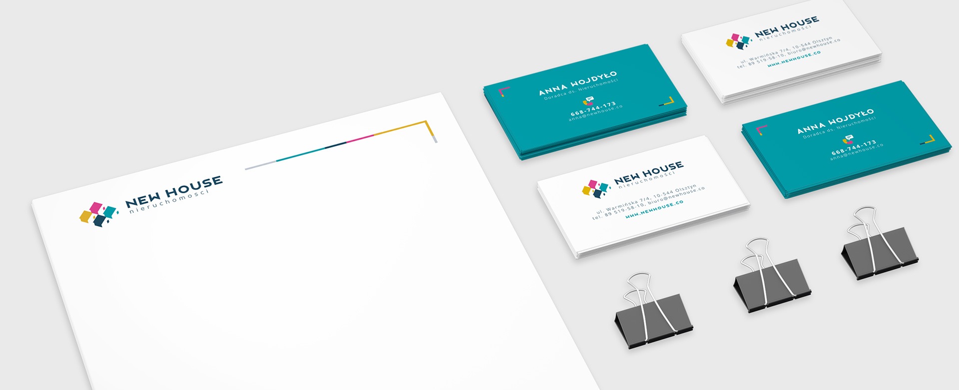 system identyfikacji wizualnej Logo dla firmy New House tło