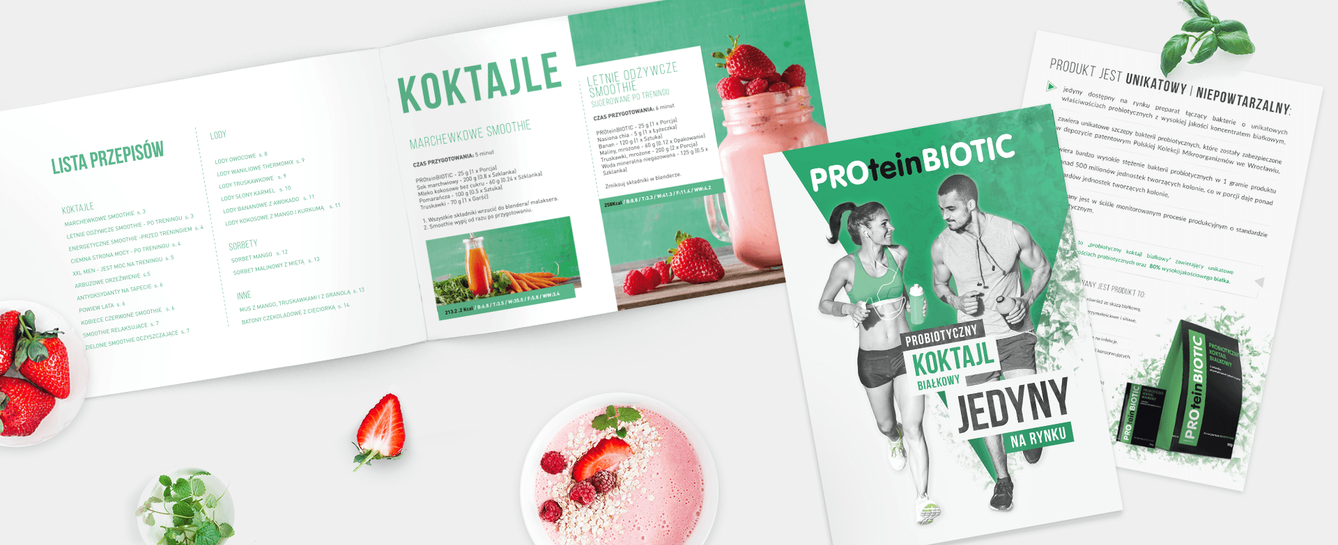 broszura Broszury wykonane dla Proteinbiotic tło