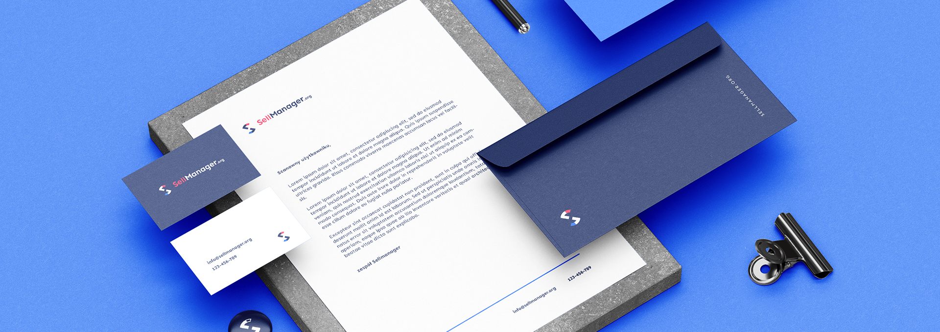 system identyfikacji wizualnej Identyfikacja wizerunku SellManager.org tło