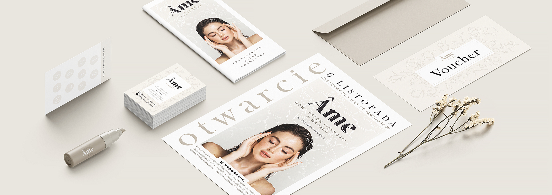 system identyfikacji wizualnej Identyfikacja wizualna marki Ame tło