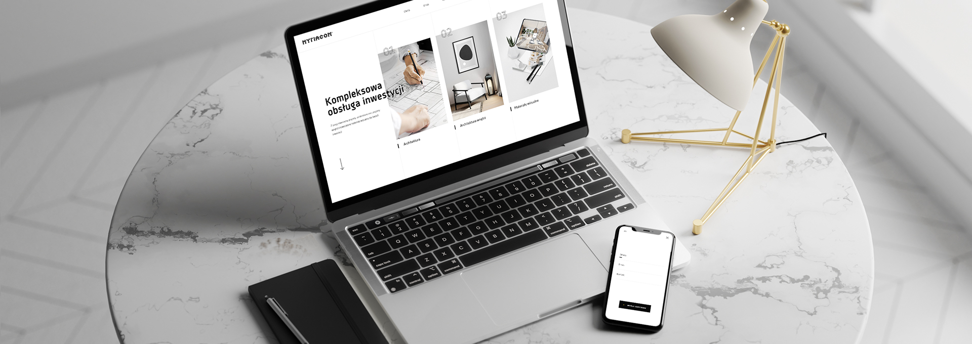 strona internetowa Myriagon – strona internetowa dla architektów tło