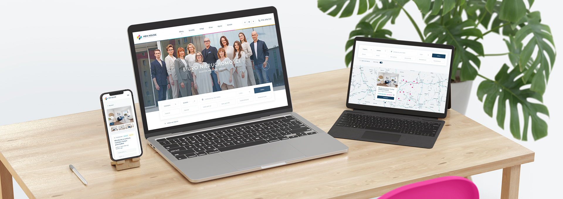 strona internetowa New House – strona topowego biura nieruchomości tło