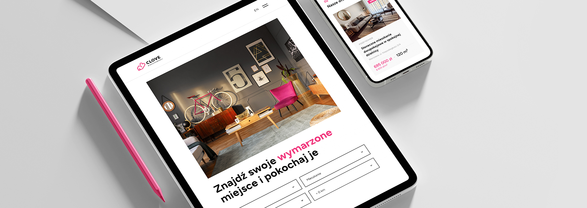 strona internetowa Clove – strona internetowa biura nieruchomości tło