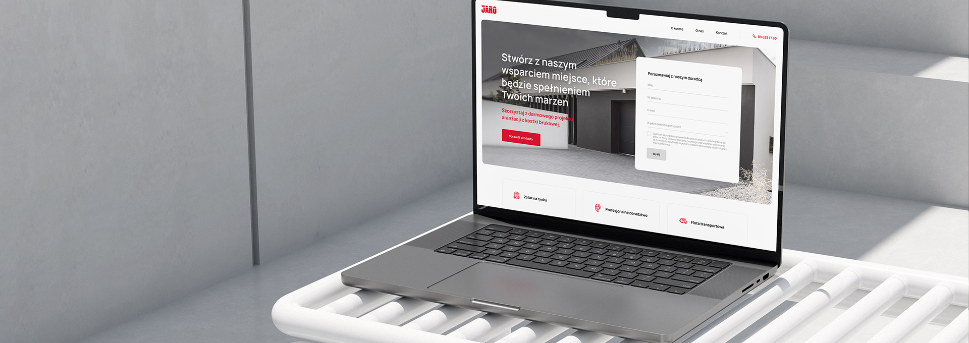 strona internetowa Strona internetowa dla hurtowni budowlanej Jaro tło